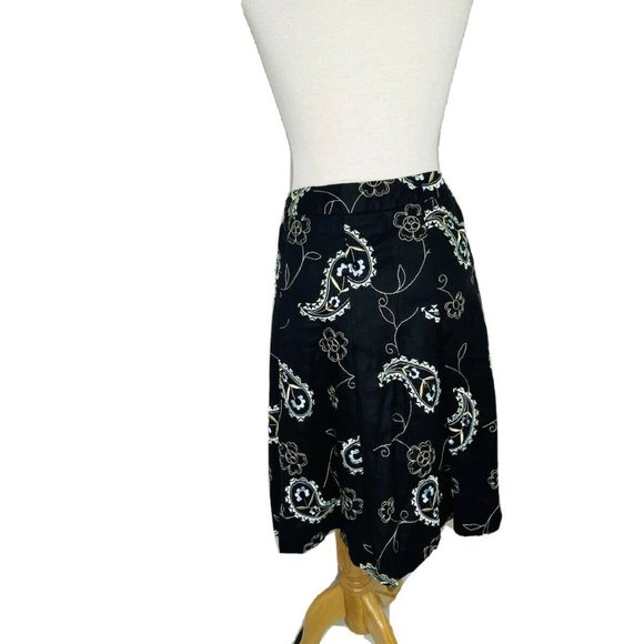 Grace Elements Dresses & Skirts - GRACE Elements Skirt Black Linen Paisley Embroider